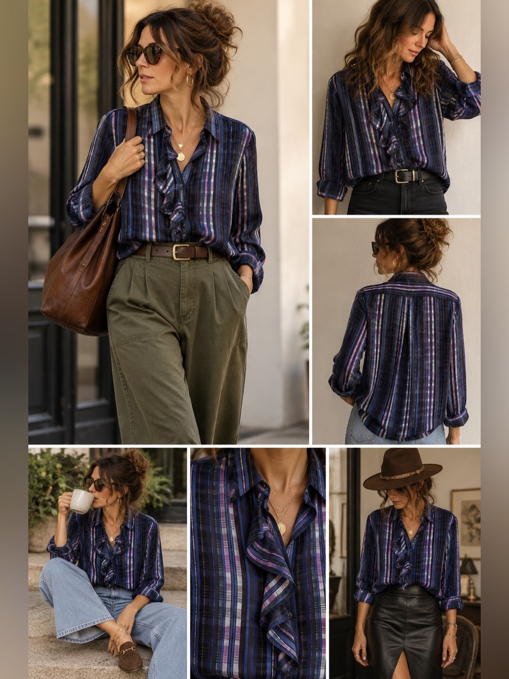 Banana Republic Silky blouse with ruffle trim